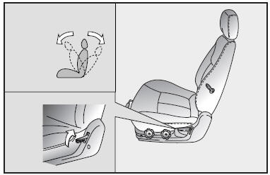 To change the seatback angle, lean forward slightly and raise the lever located