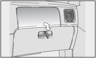 To open the glove box door, pull the latch toward you. The glove box door can