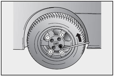 8. Place the jack at the front or rear jacking position closest to the tire you
