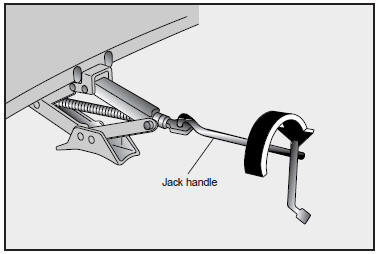 12. Turn the jack handle counterclockwise and lower the vehicle until it touches