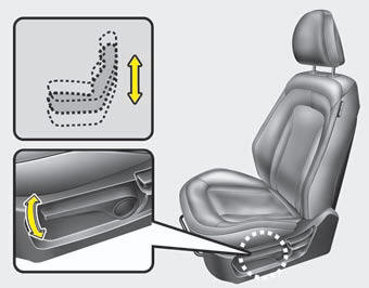 To change the height of the seat, move the lever upwards or downwards.