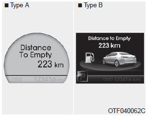 Distance to empty (km or mi.)