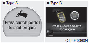 If the ENGINE START/STOP button is pressed without Depressing the clutch pedal
