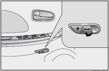 To open the trunk, pull the release switch toward you.